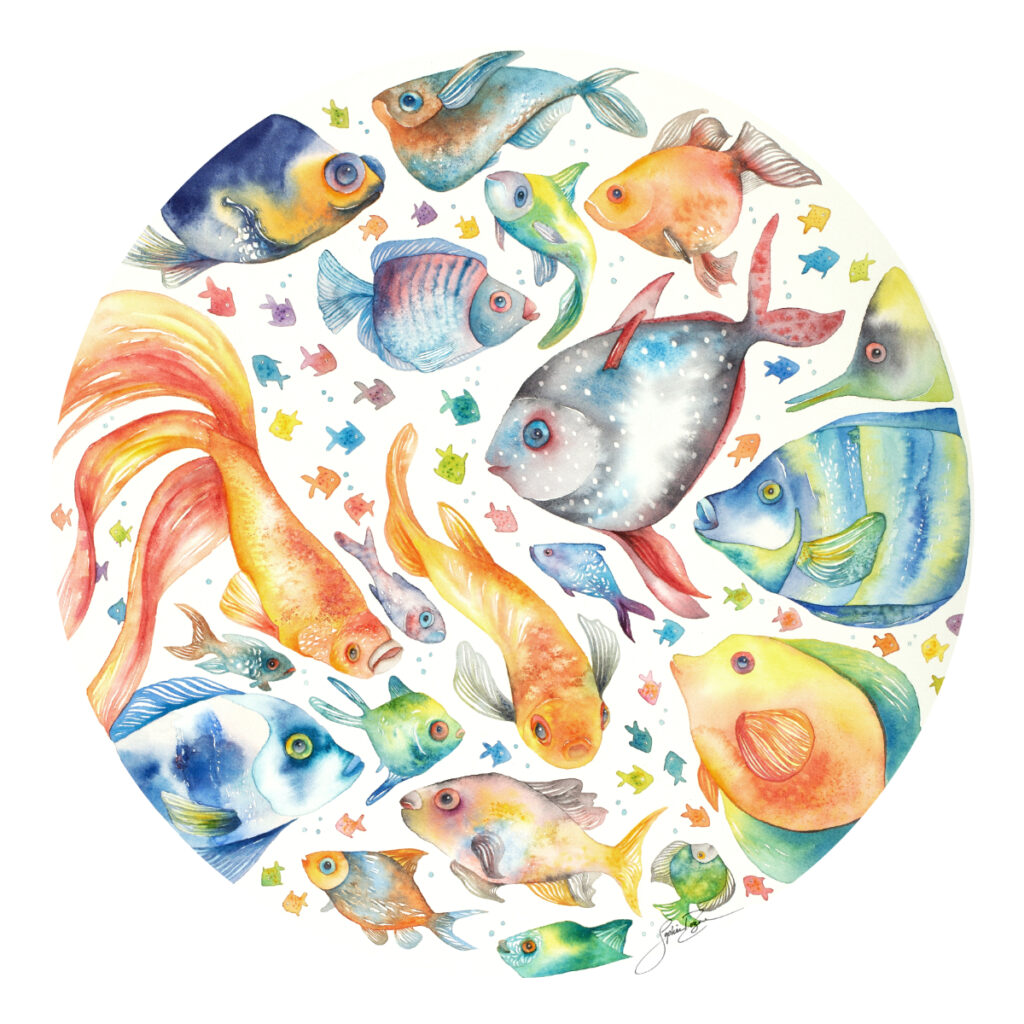 La ronde des poissons multicolores