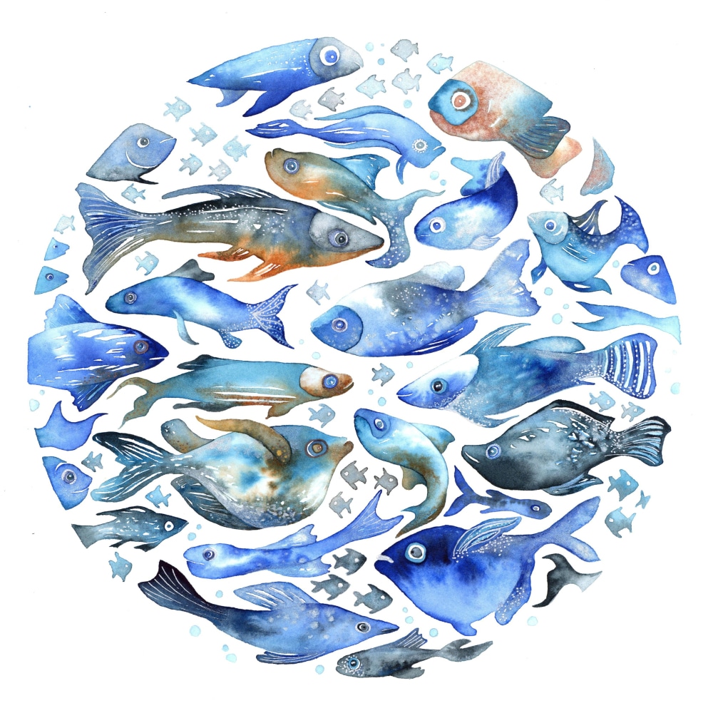 Carte La ronde des poissons bleus